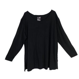 Terra & Sky Black Scoop Neck Long Sleeve Plain Tee